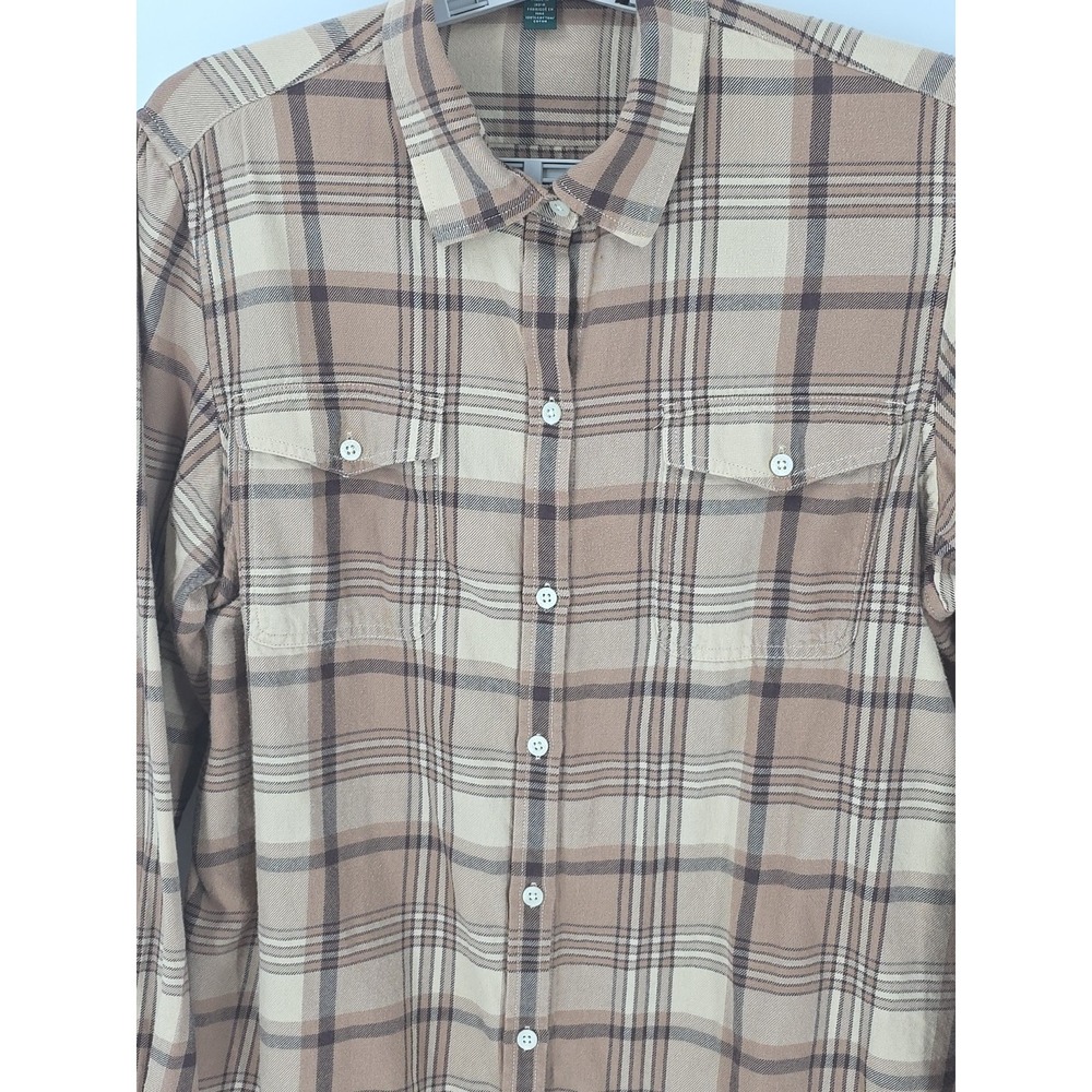 Lauren Jeans Company 100% Cotton Medium Weight Flannel Mens Shirt Brown Check XL - Picture 2 of 6